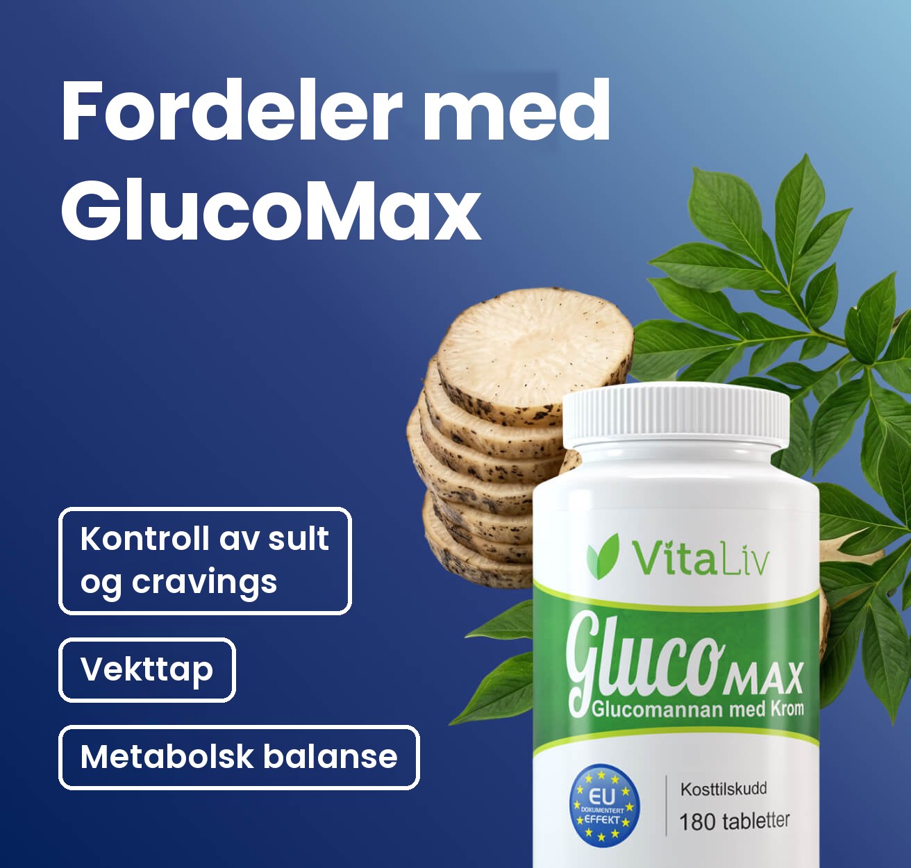 Fordeler med GlucoMax: kontroll av sult og cravings, vekttap, metabolsk balanse